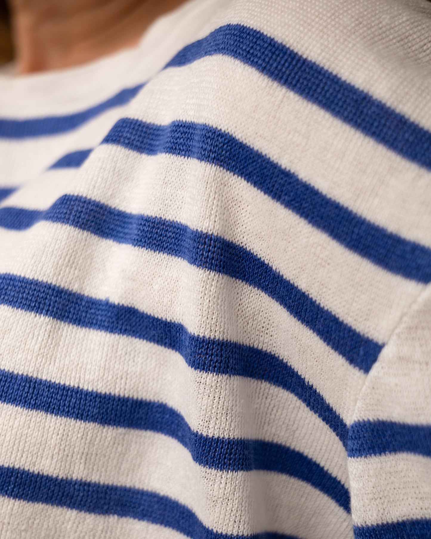 Maglia unisex a righe puro lino manica corta