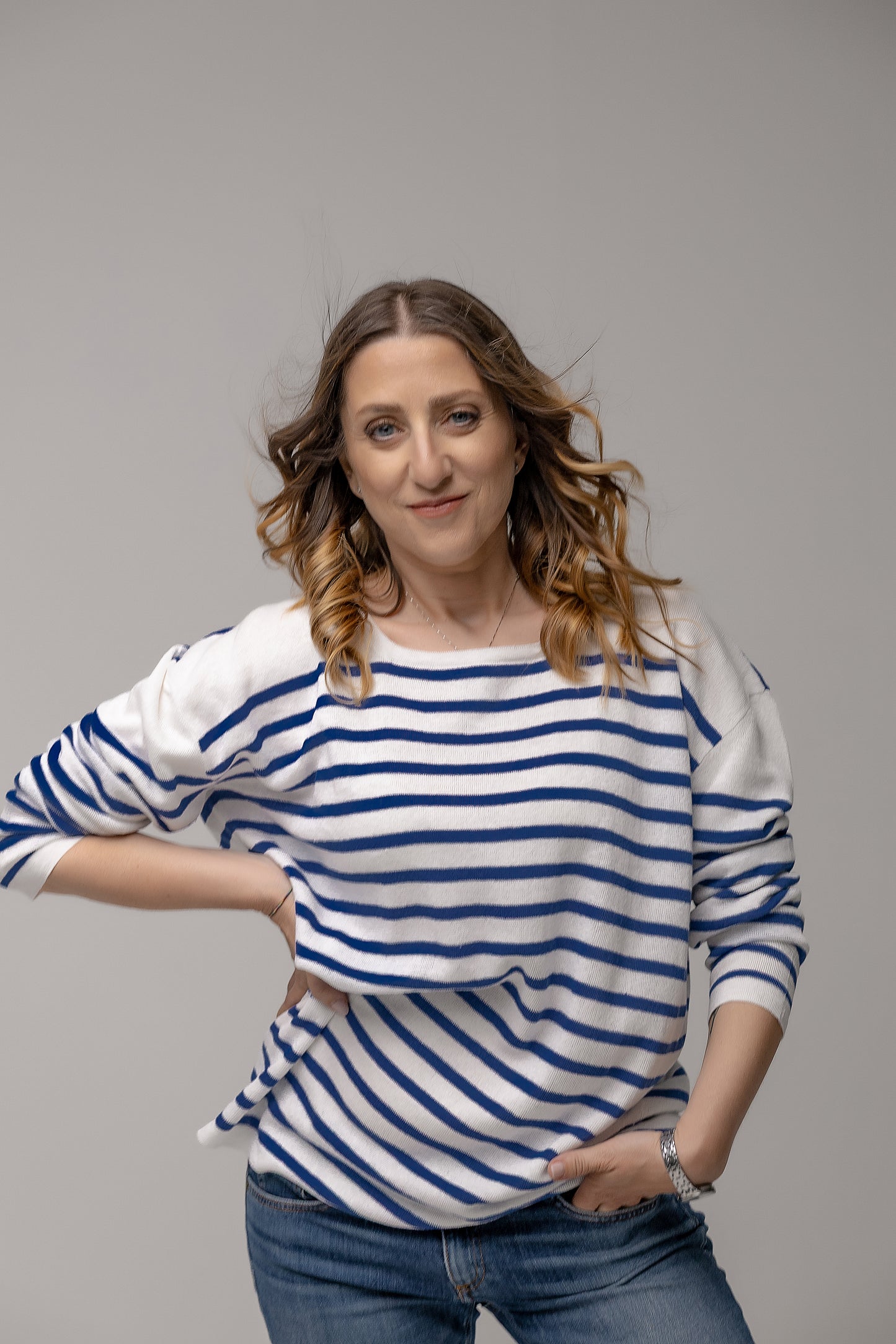 Maglia unisex a righe puro lino manica LUNGA