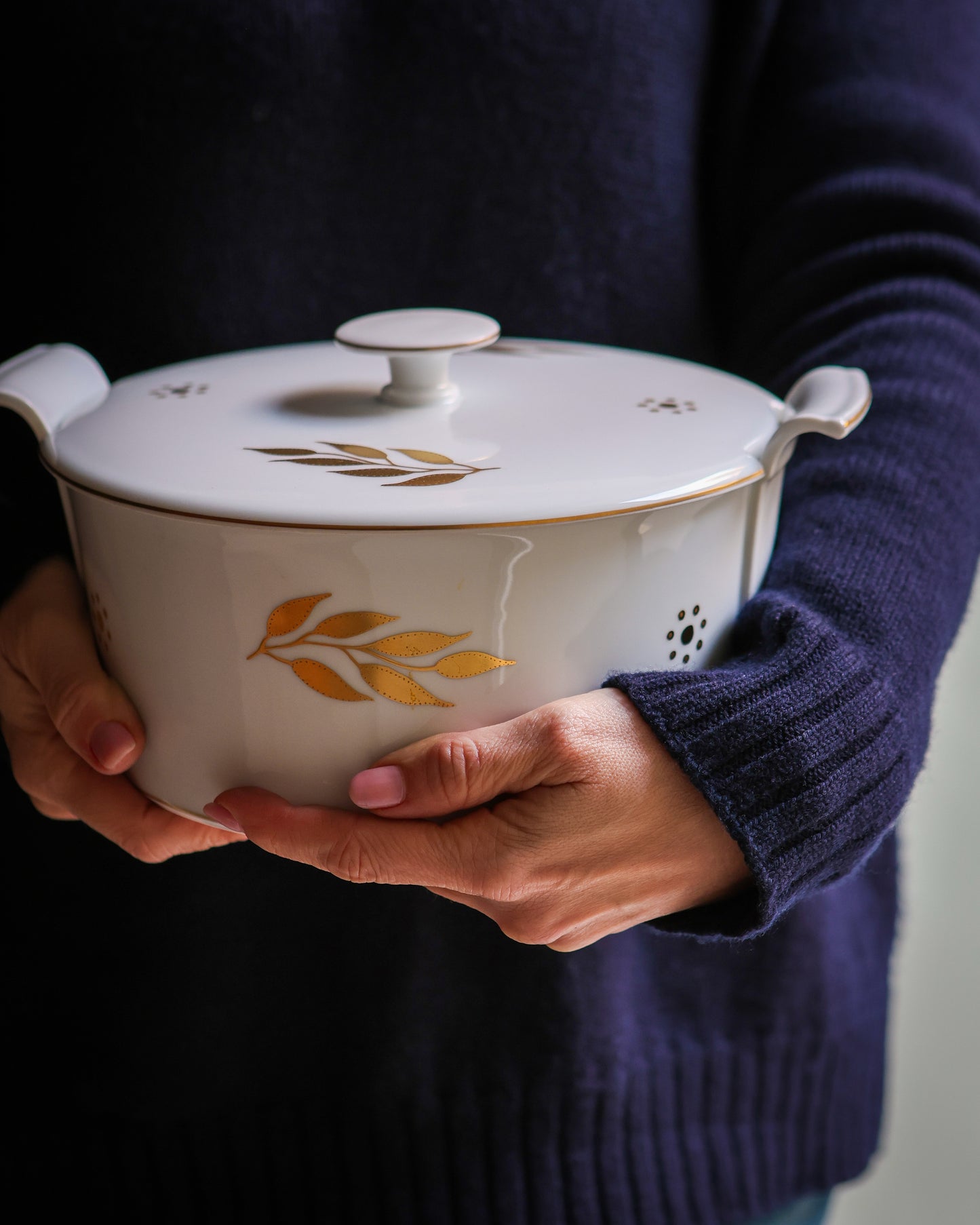 Zuppiera porcellana Limoges J.L coquet mod impression forma rythme