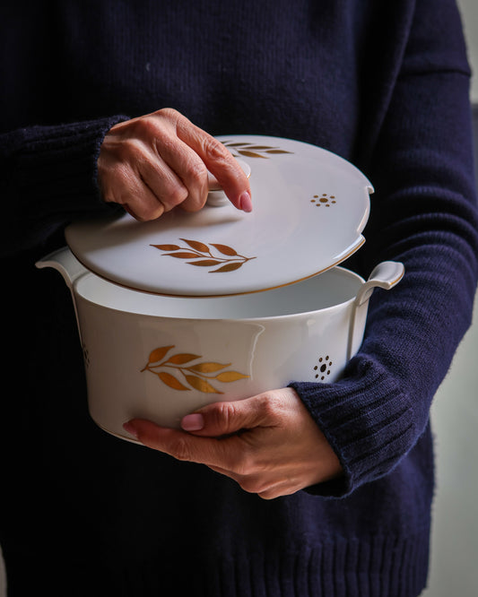 Zuppiera porcellana Limoges J.L coquet mod impression forma rythme