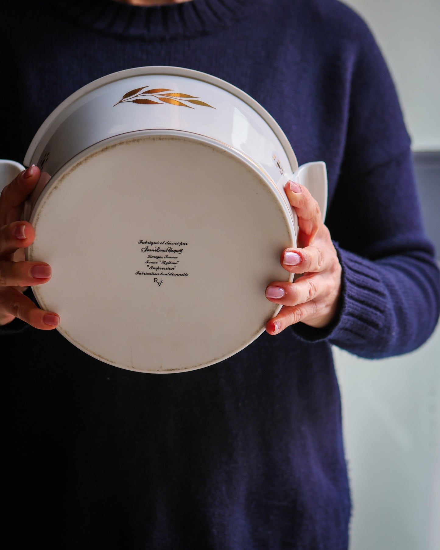 Zuppiera porcellana Limoges J.L coquet mod impression forma rythme