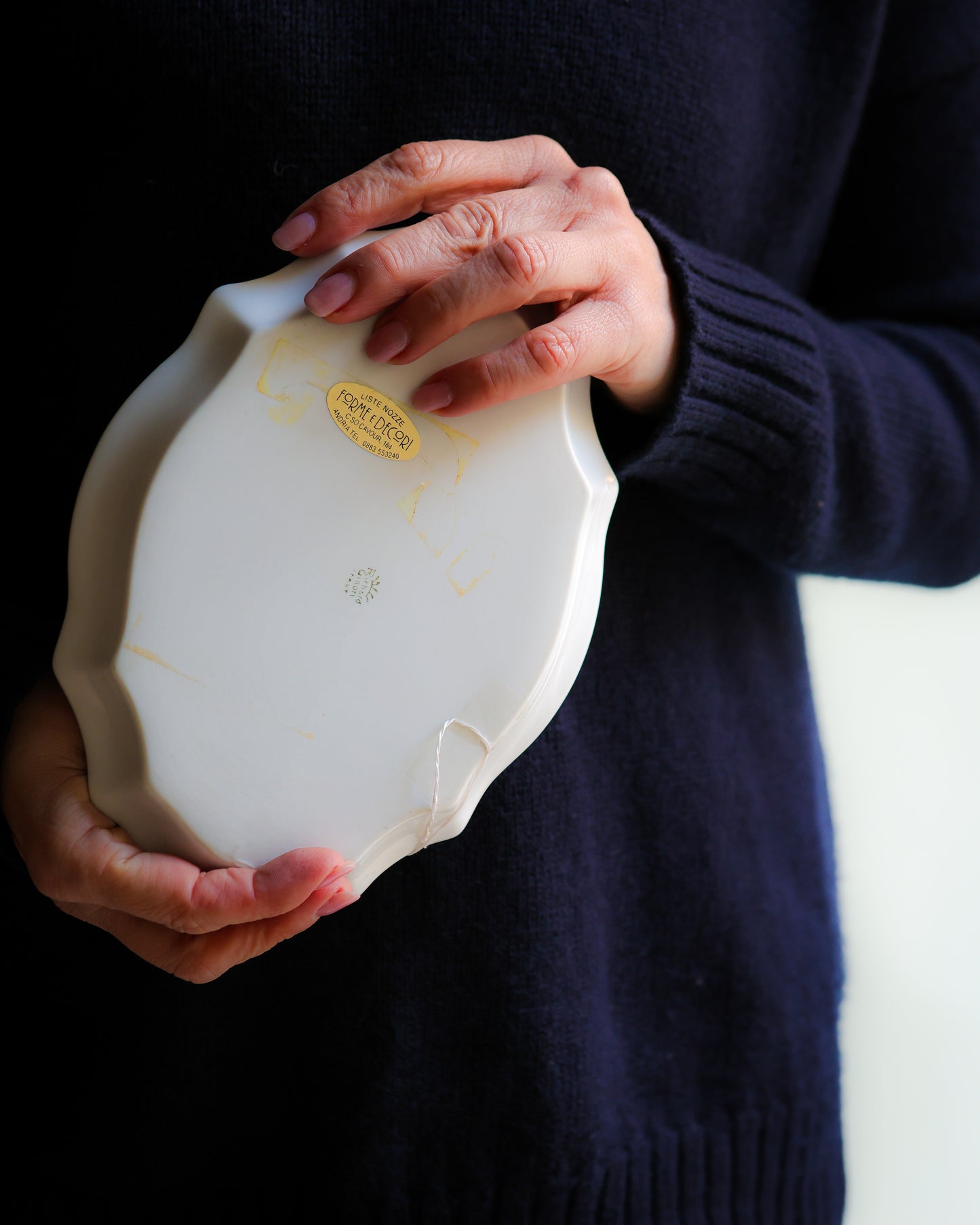 Vassoio ovale Richard Ginori forma Shape foglie oro