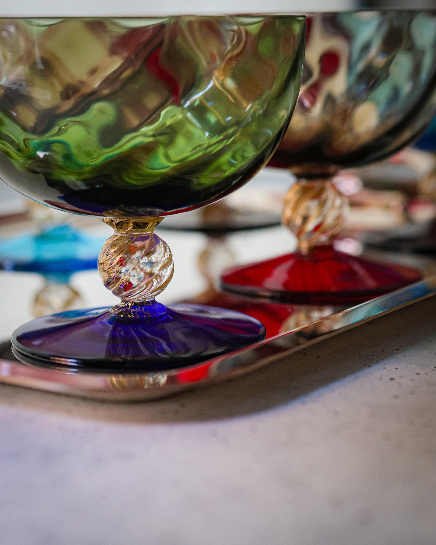 Set sei coppe Nason Moretti vetro murano Soffiato Sandra colorate