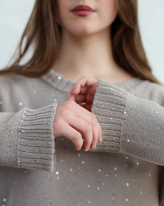 Maglia Girocollo con Micropaillettes — Made in Italy