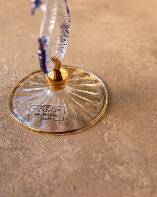 Coppia bicchieri in vetro di murano con dettagli blu e oro