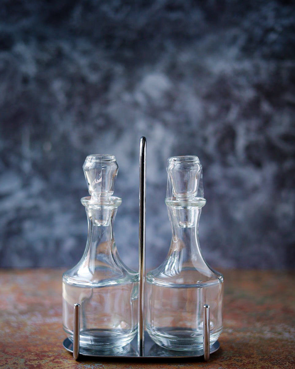 Set olio e aceto in acciaio e cristallo
