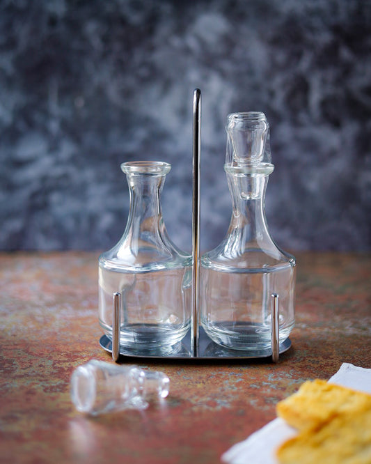 Set olio e aceto in acciaio e cristallo