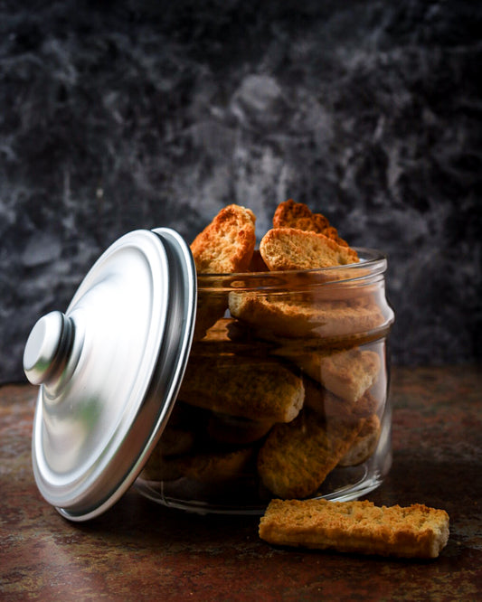 Barattolo grande in cristallo e alluminio