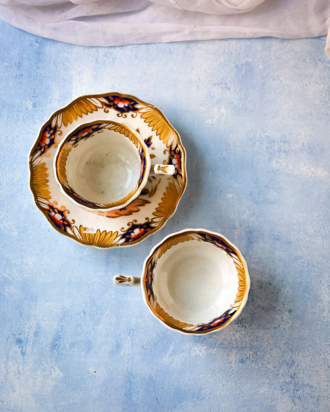 Trio tazza tè e cioccolata oro e rosso