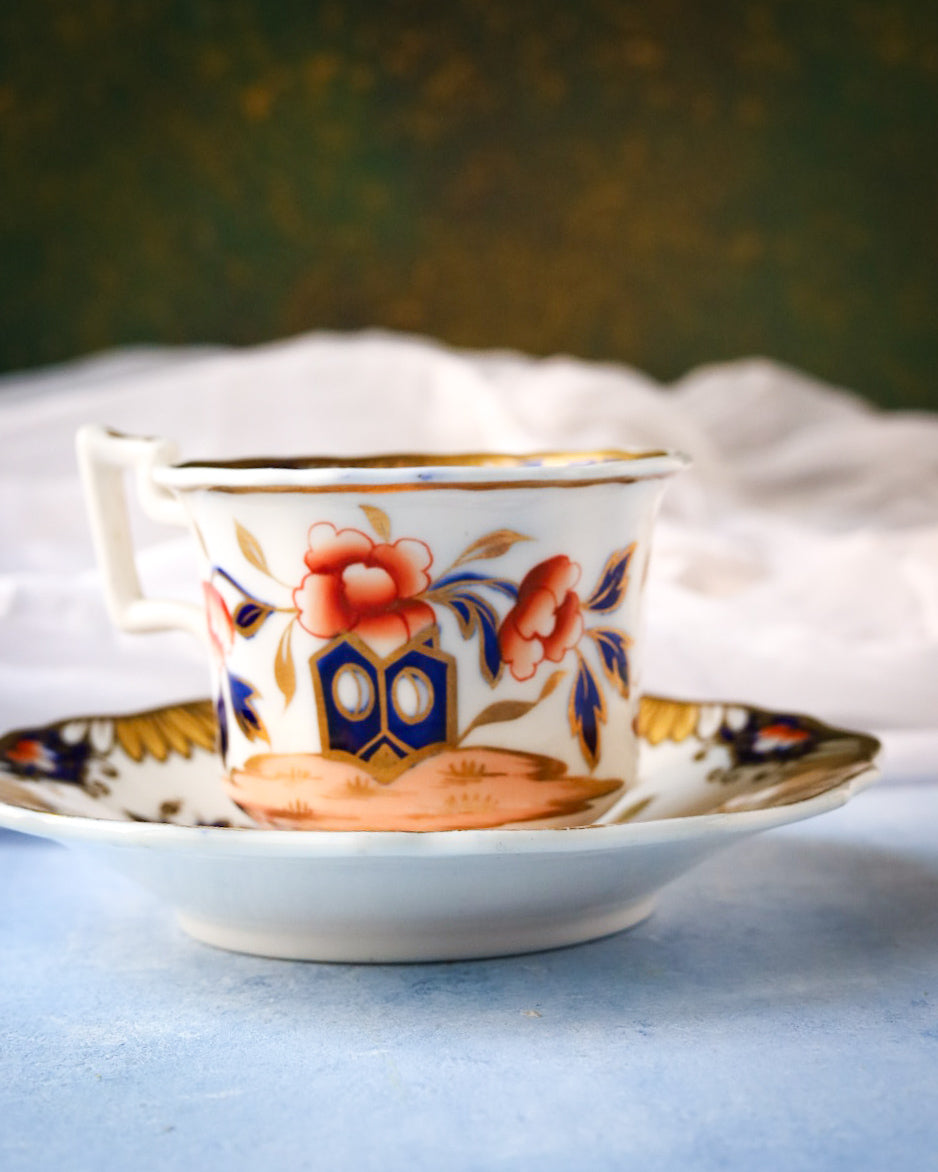 Trio tazza tè e cioccolata oro e rosso