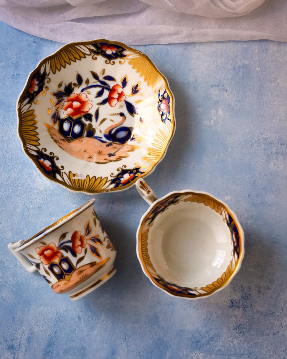 Trio tazza tè e cioccolata oro e rosso