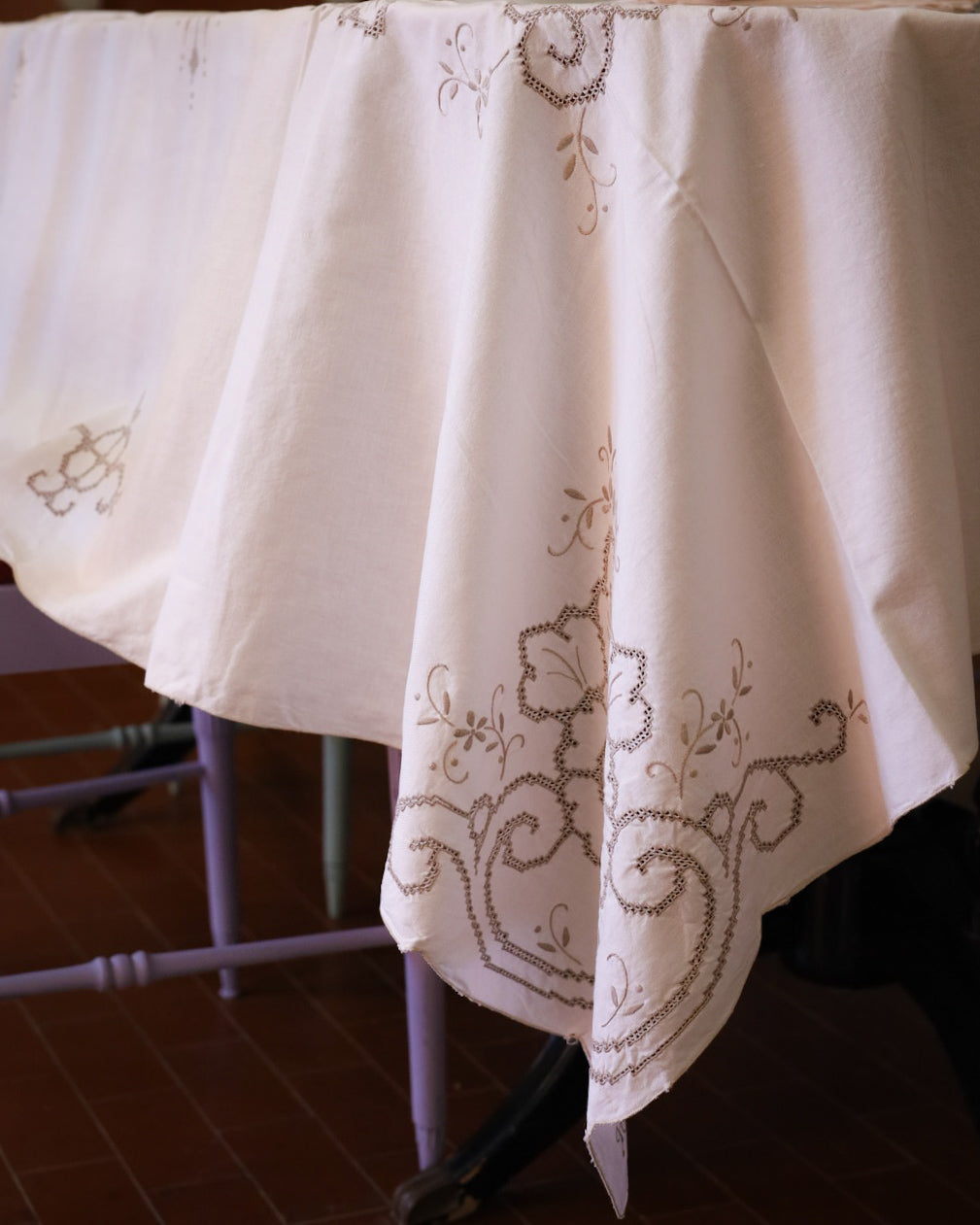 Tovaglia in lino cotone da 12 sfilato siciliano grigio