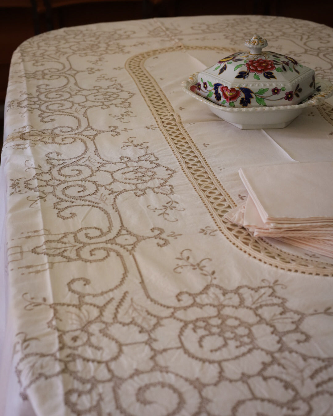 Tovaglia in lino cotone da 12 sfilato siciliano grigio