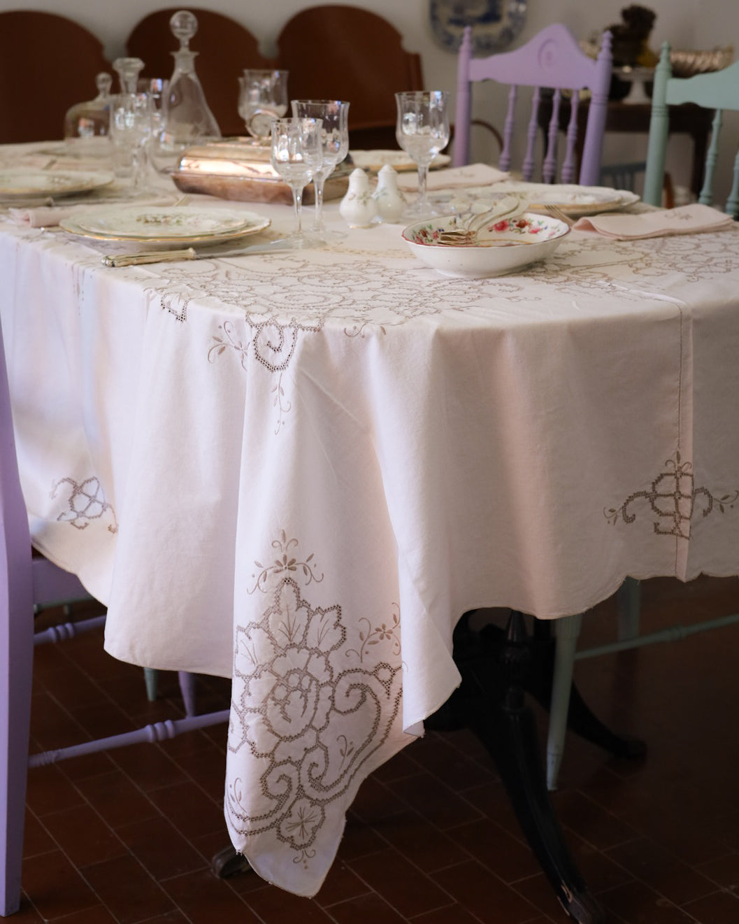 Tovaglia in lino cotone da 12 sfilato siciliano grigio