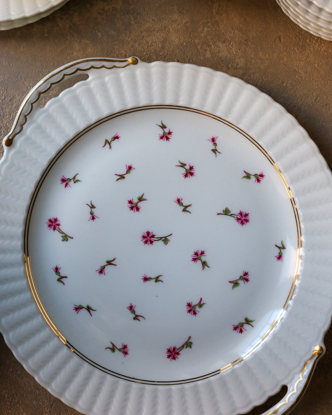 Servizio da 6 da caffè con set dolce porcellana francese con fiorellini rosa