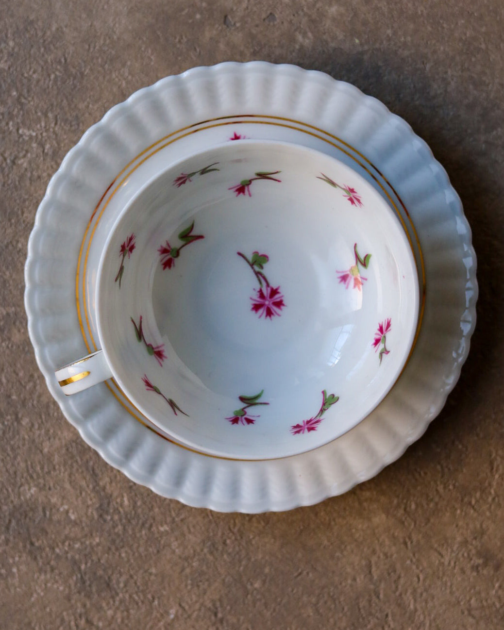 Servizio da 6 da caffè con set dolce porcellana francese con fiorellini rosa