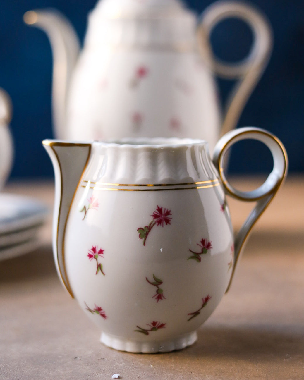 Servizio da 6 da caffè con set dolce porcellana francese con fiorellini rosa