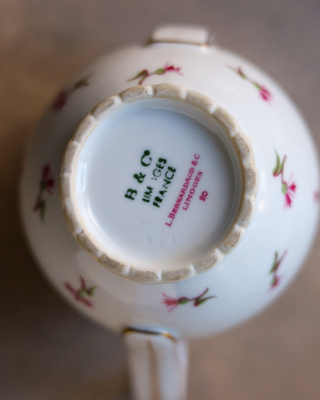 Servizio da 6 da caffè con set dolce porcellana francese con fiorellini rosa