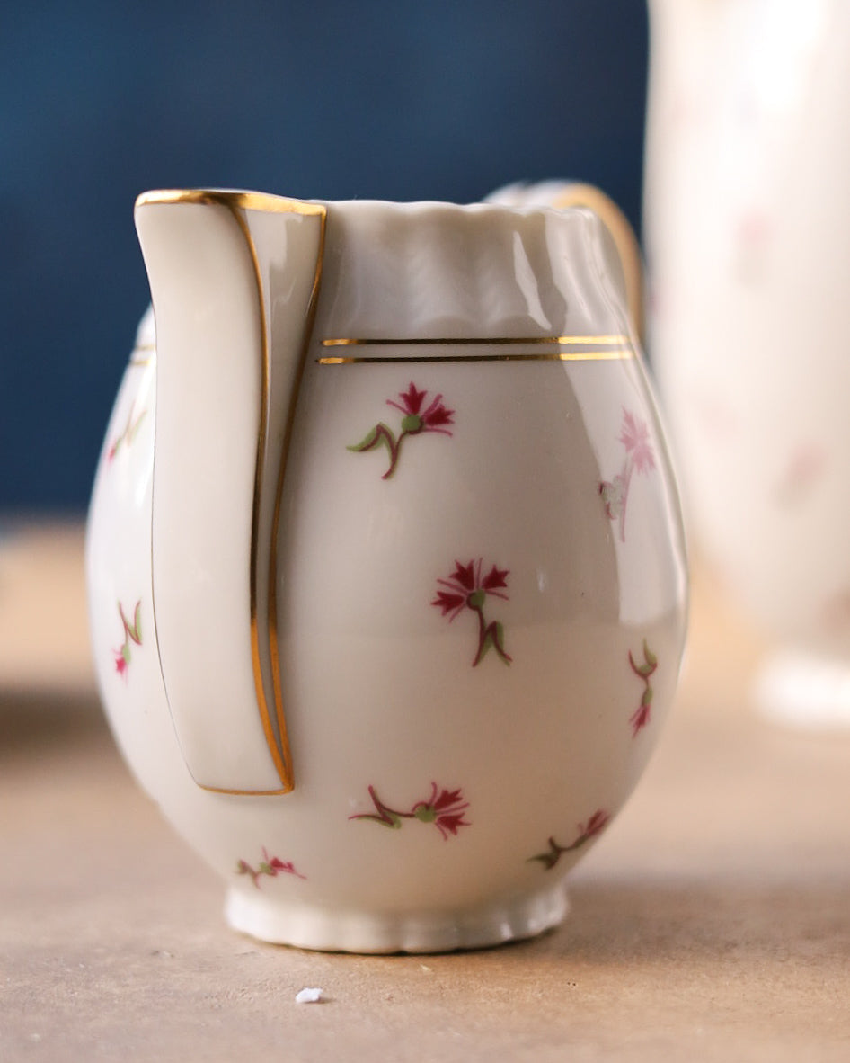 Servizio da 6 da caffè con set dolce porcellana francese con fiorellini rosa