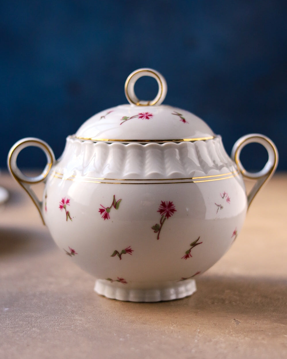 Servizio da 6 da caffè con set dolce porcellana francese con fiorellini rosa