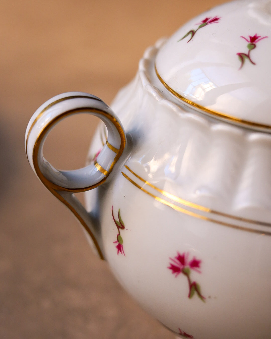 Servizio da 6 da caffè con set dolce porcellana francese con fiorellini rosa