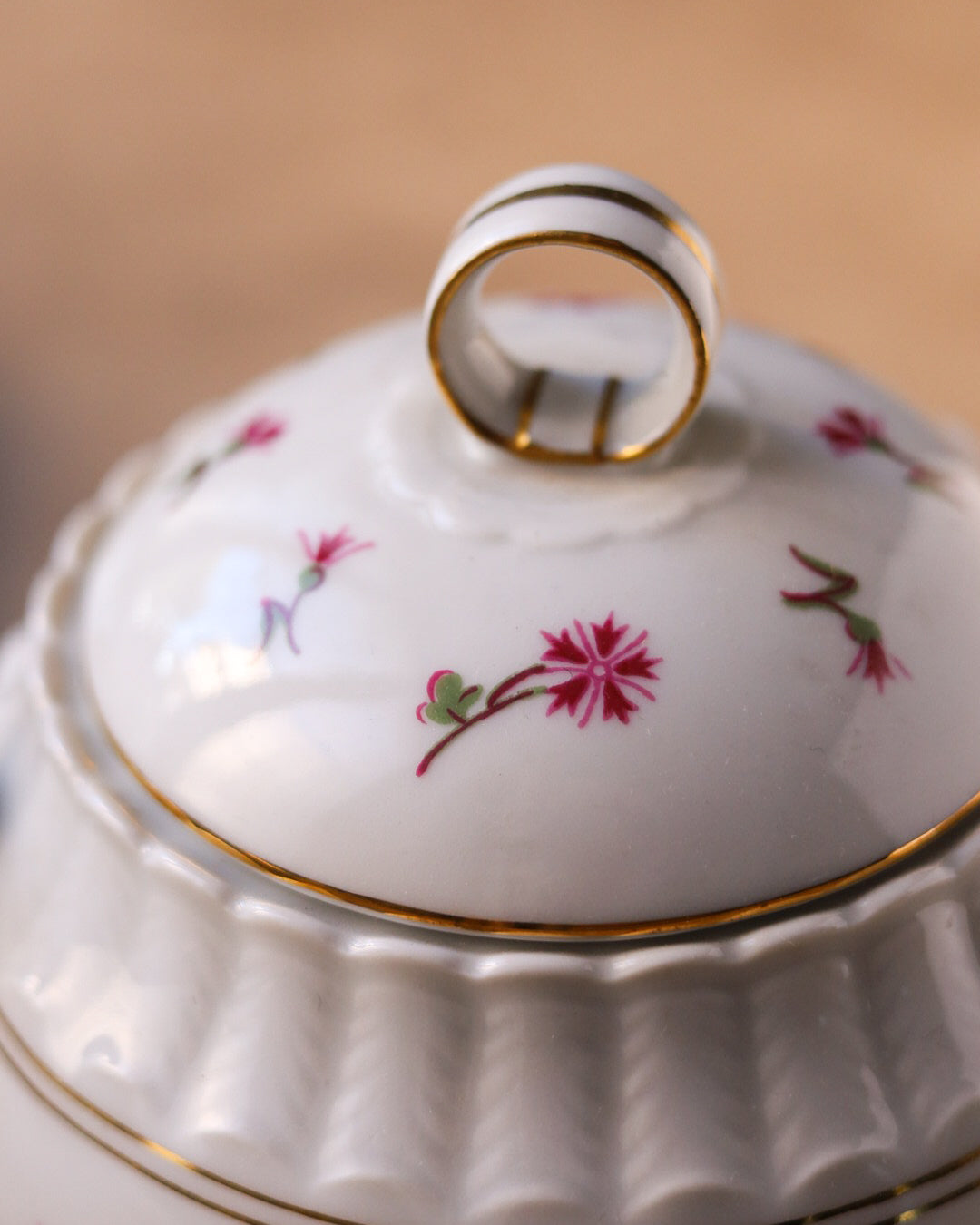 Servizio da 6 da caffè con set dolce porcellana francese con fiorellini rosa
