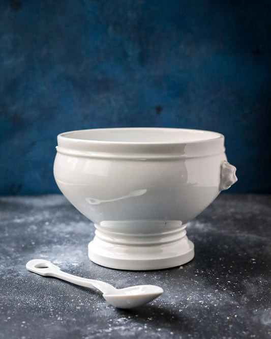 Porta frutta porcellana bianca con cucchiaio