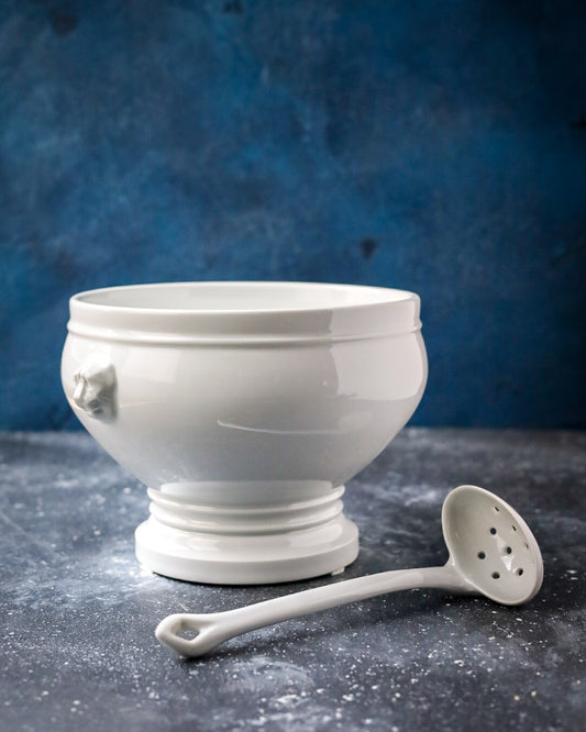 Porta frutta porcellana bianca con mestolo