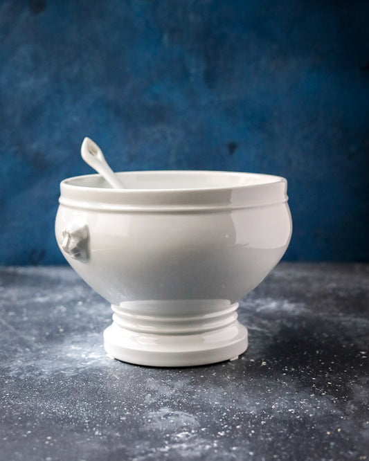 Porta frutta porcellana bianca con mestolo