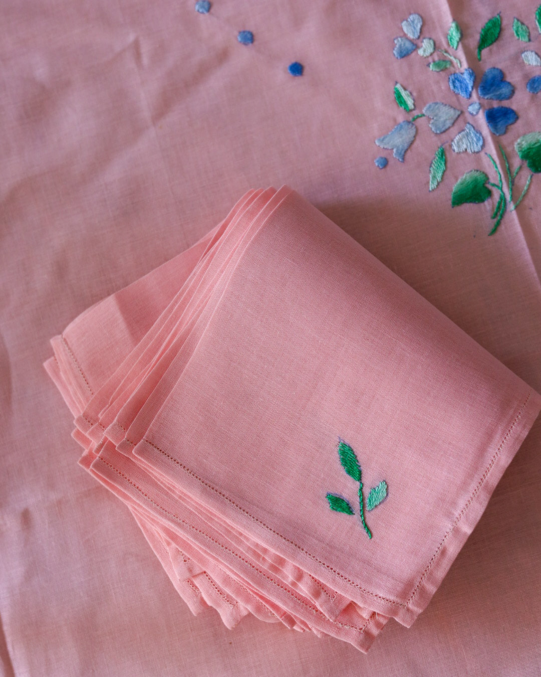 Coppia tovaglie in lino rosa