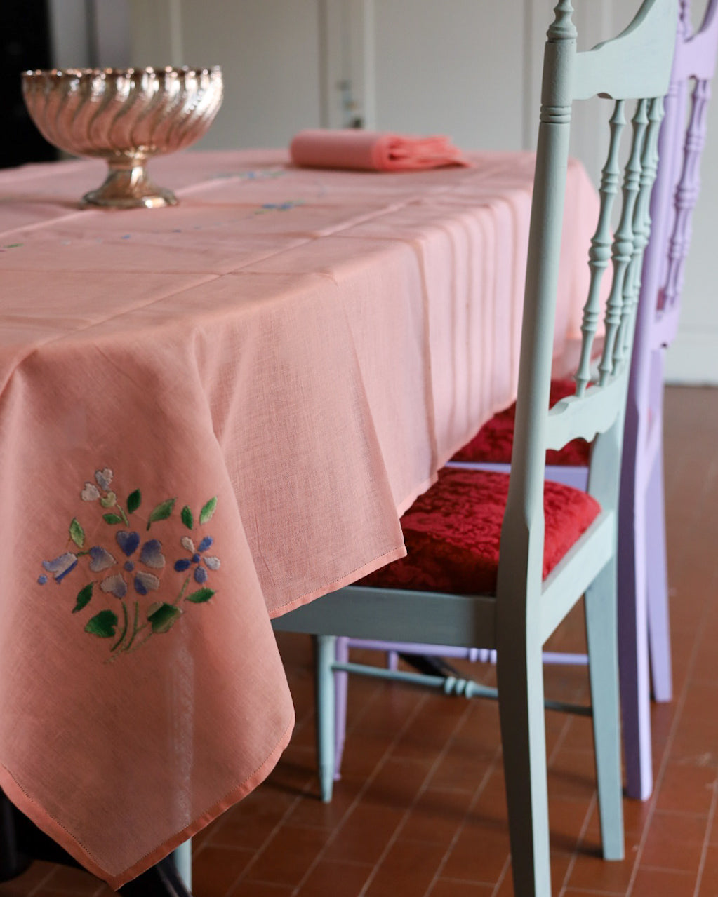 Coppia tovaglie in lino rosa