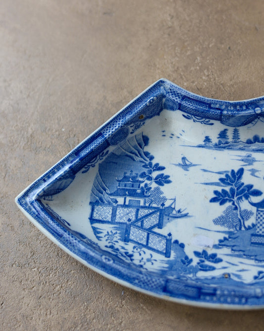 Vassoio mezzaluna decoro willow