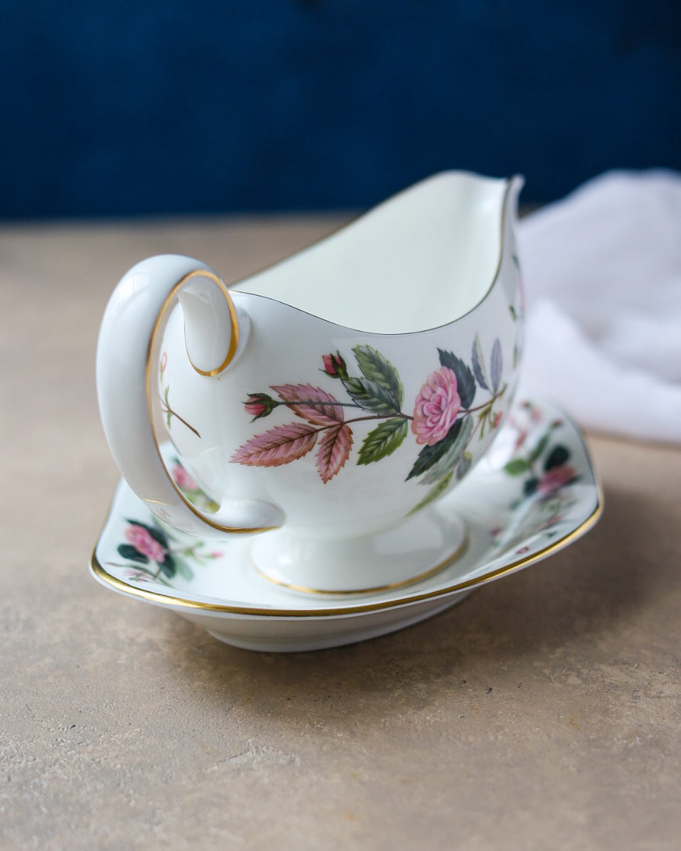 Set 10 sottopiatti porcellana inglese e salsiera wedgwood hathway rose