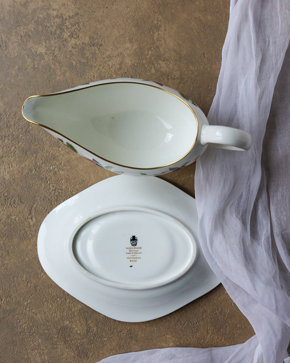 Set 10 sottopiatti porcellana inglese e salsiera wedgwood hathway rose