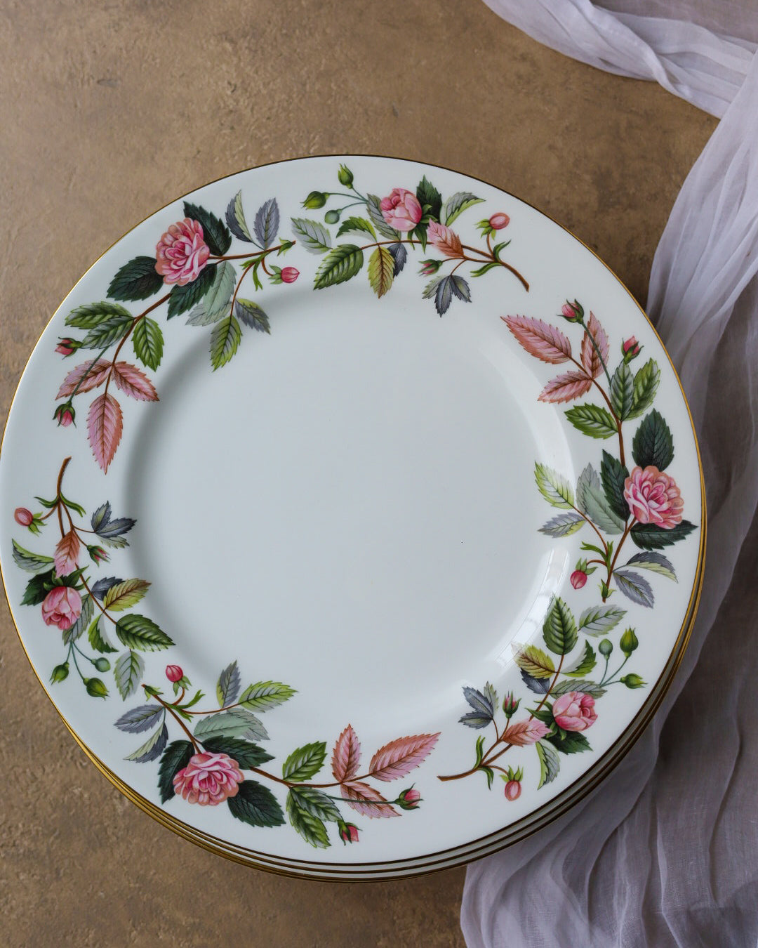 Set 10 sottopiatti porcellana inglese e salsiera wedgwood hathway rose