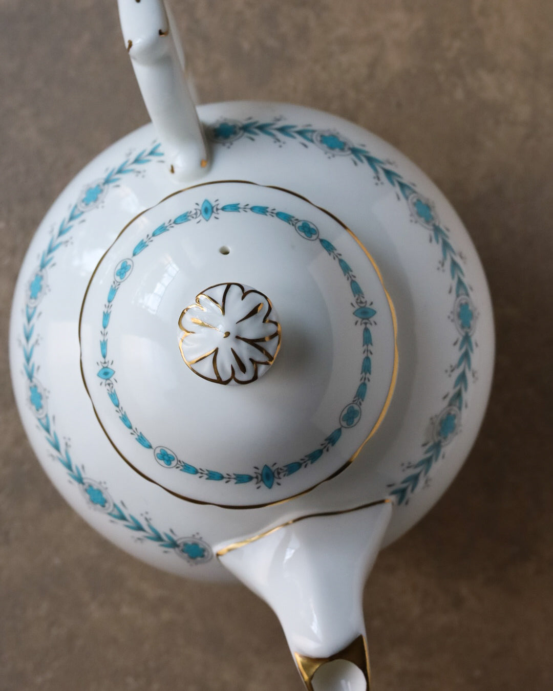 Teiera coalport decoro celeste geneva