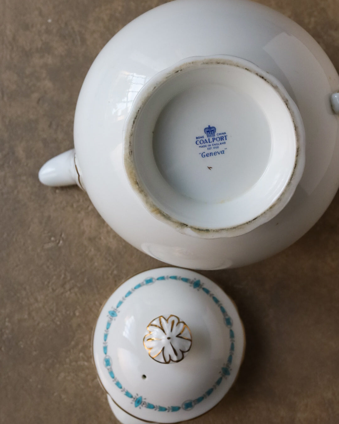 Teiera coalport decoro celeste geneva