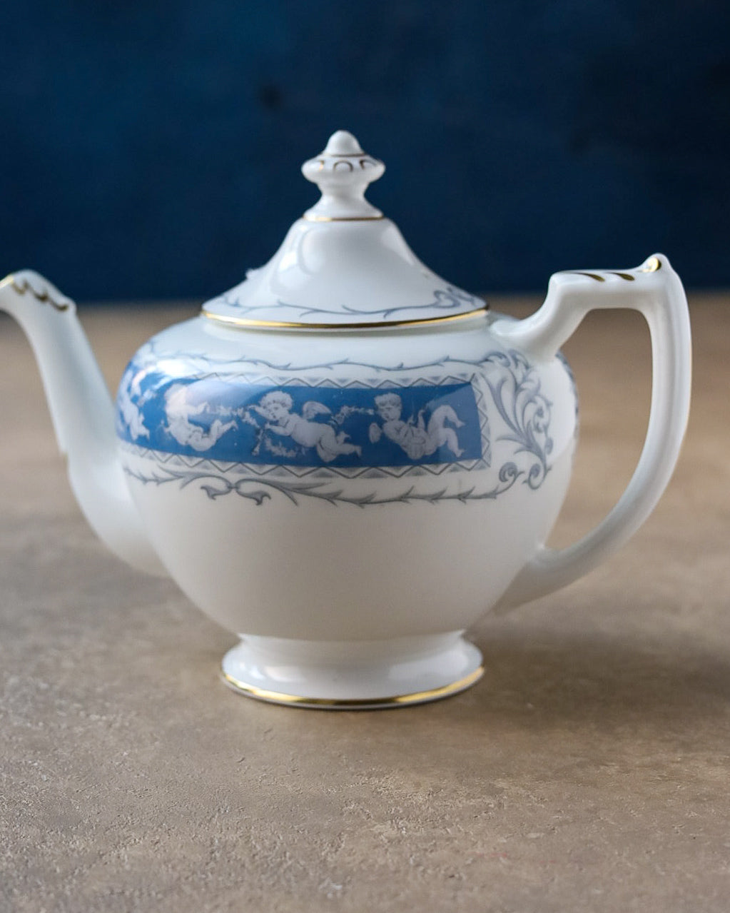 Teiera coalport decoro celeste reverly
