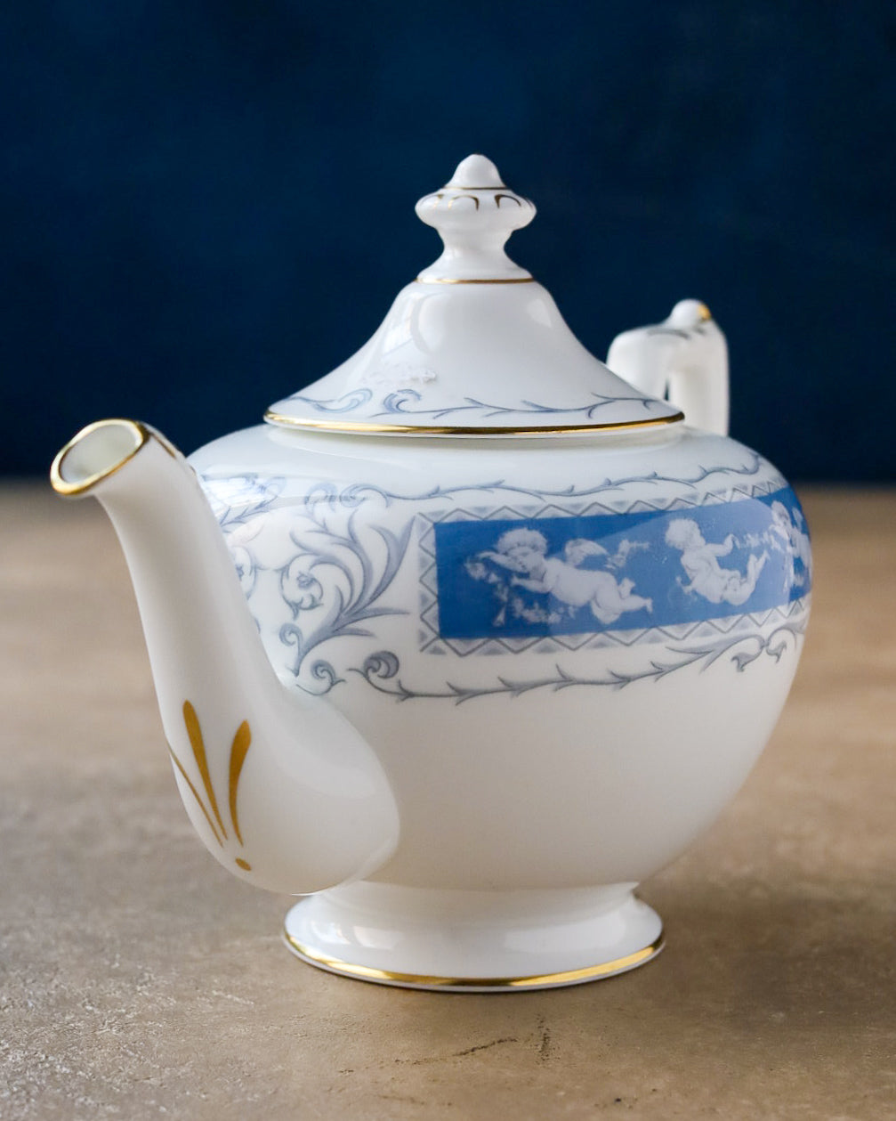 Teiera coalport decoro celeste reverly
