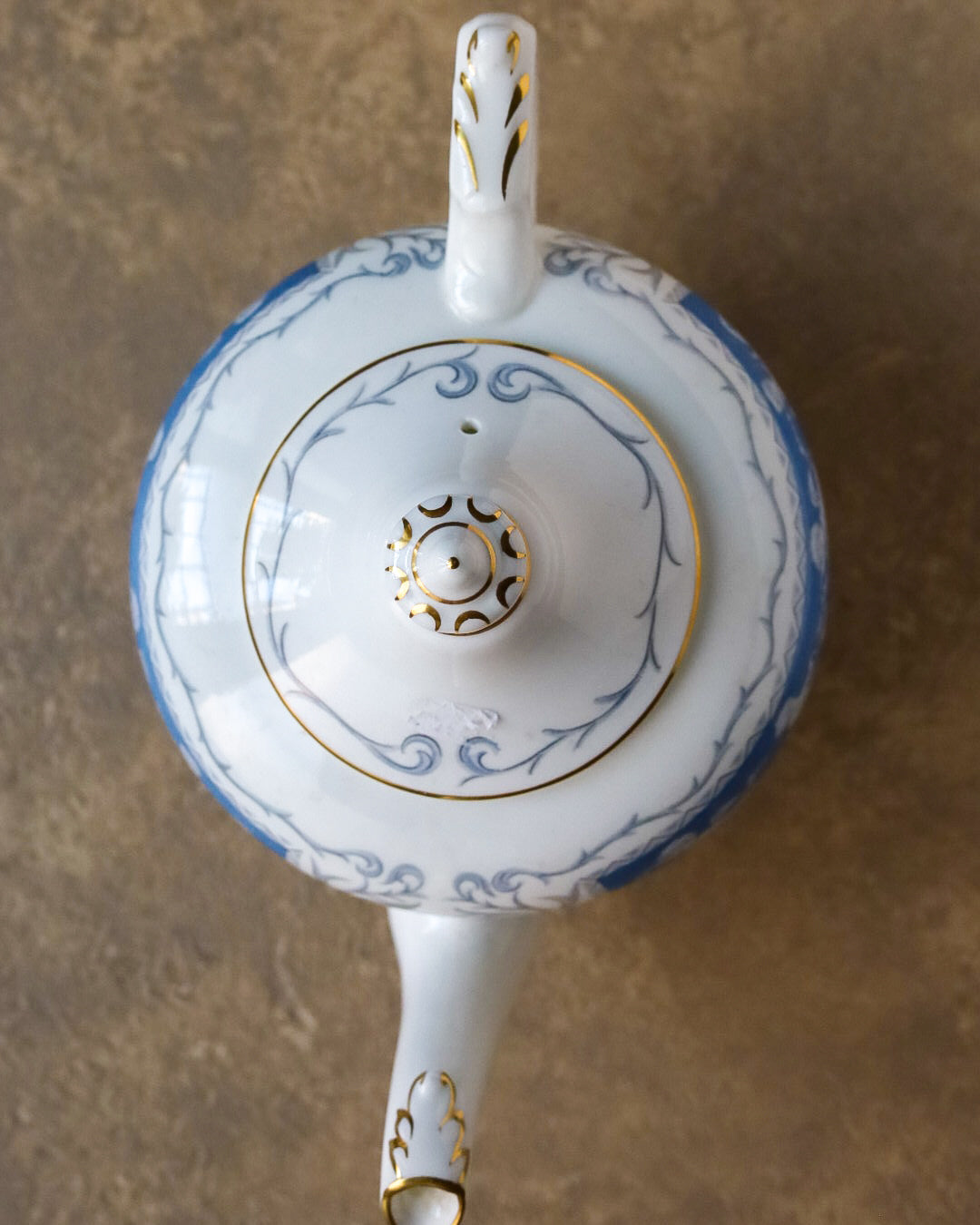 Teiera coalport decoro celeste reverly
