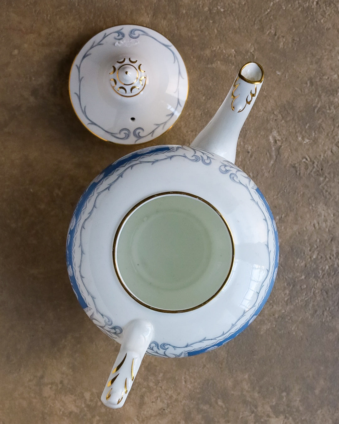 Teiera coalport decoro celeste reverly