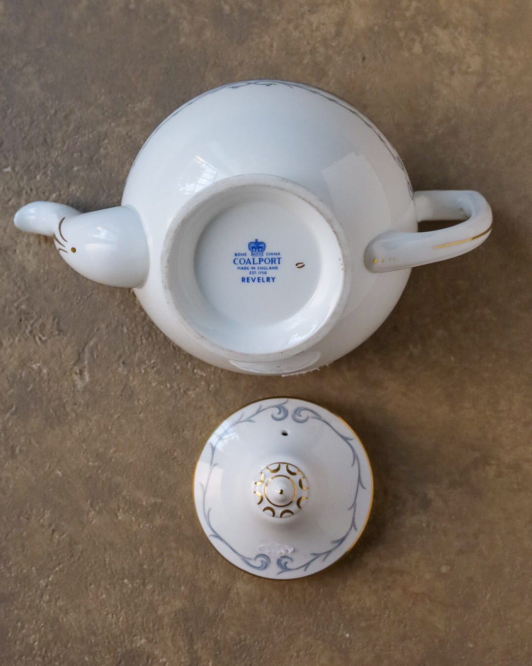 Teiera coalport decoro celeste reverly