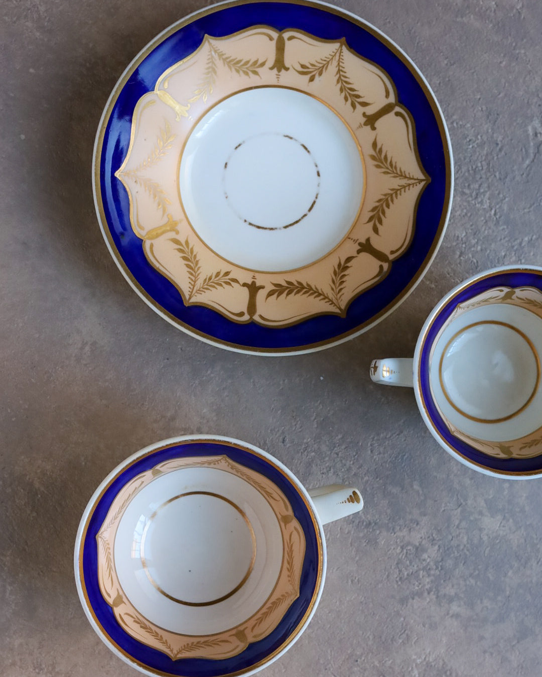 Tris da tè primi 800 crema e blu