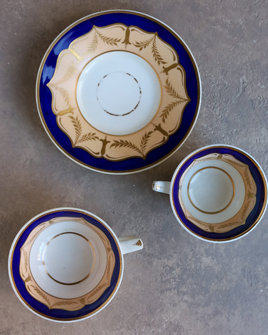 Tris da tè primi 800 crema e blu