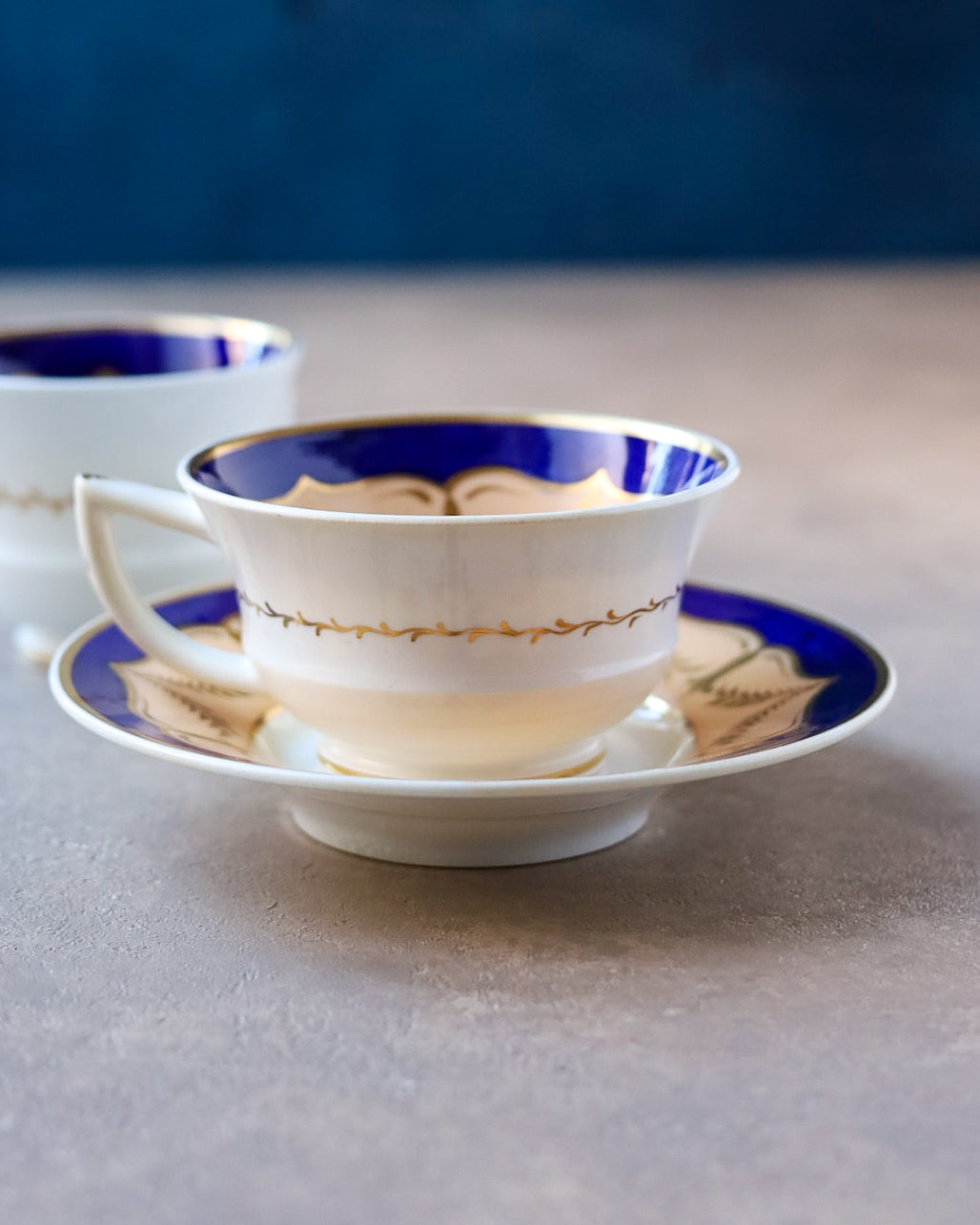 Tris da tè primi 800 crema e blu