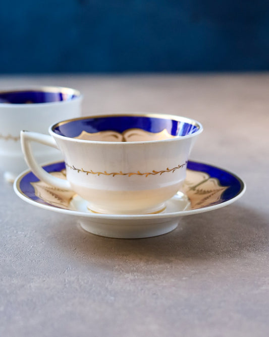 Tris da tè primi 800 crema e blu