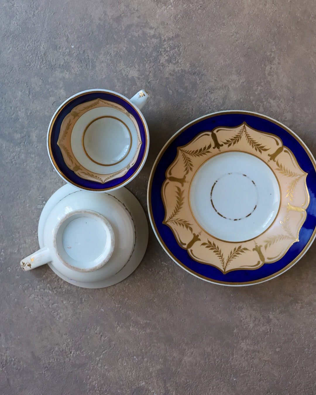Tris da tè primi 800 crema e blu