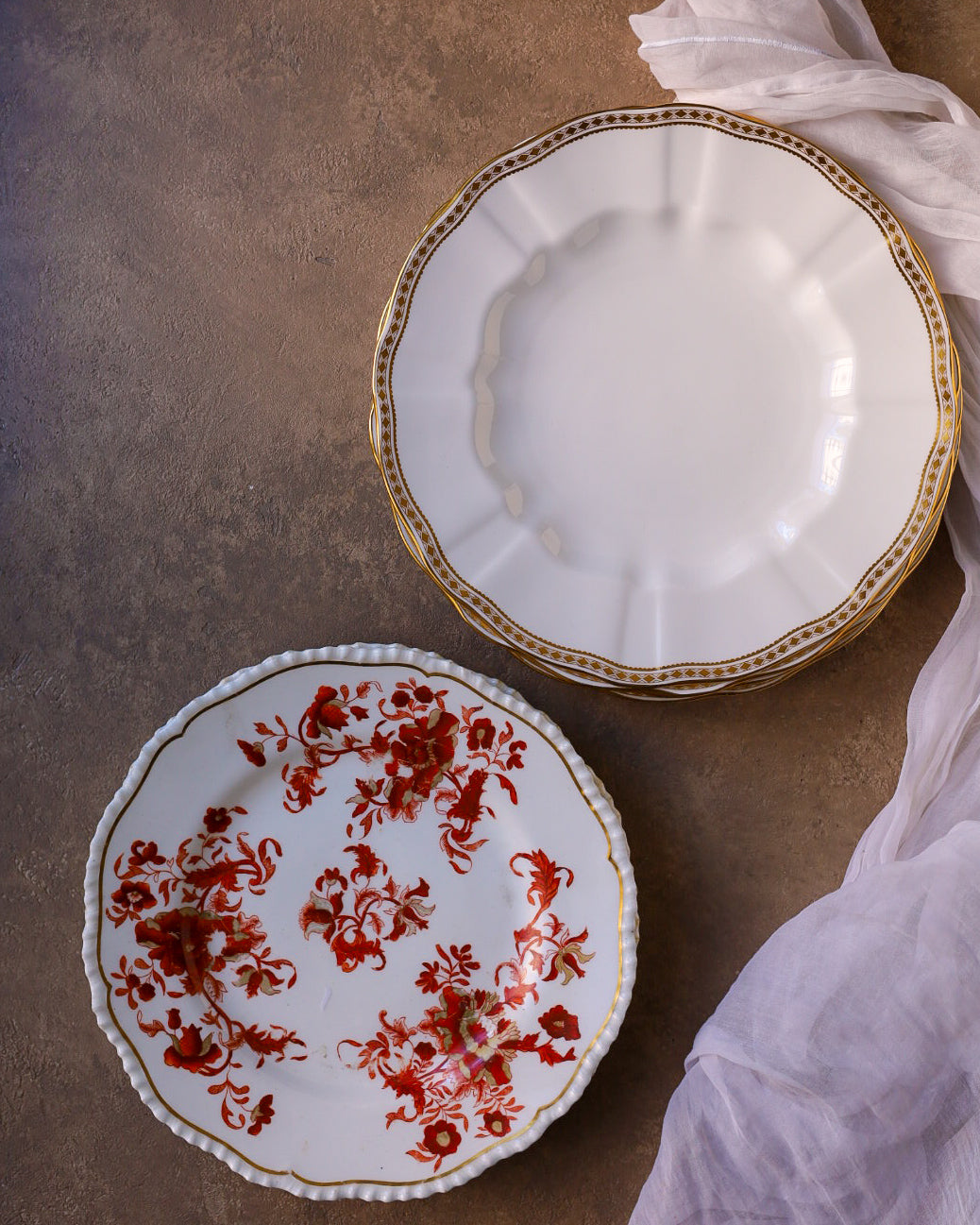 Set sei piatti mix and match oro e rosso