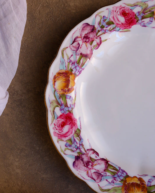 Sei piatti royal wordcester con fiori ripassati a mano