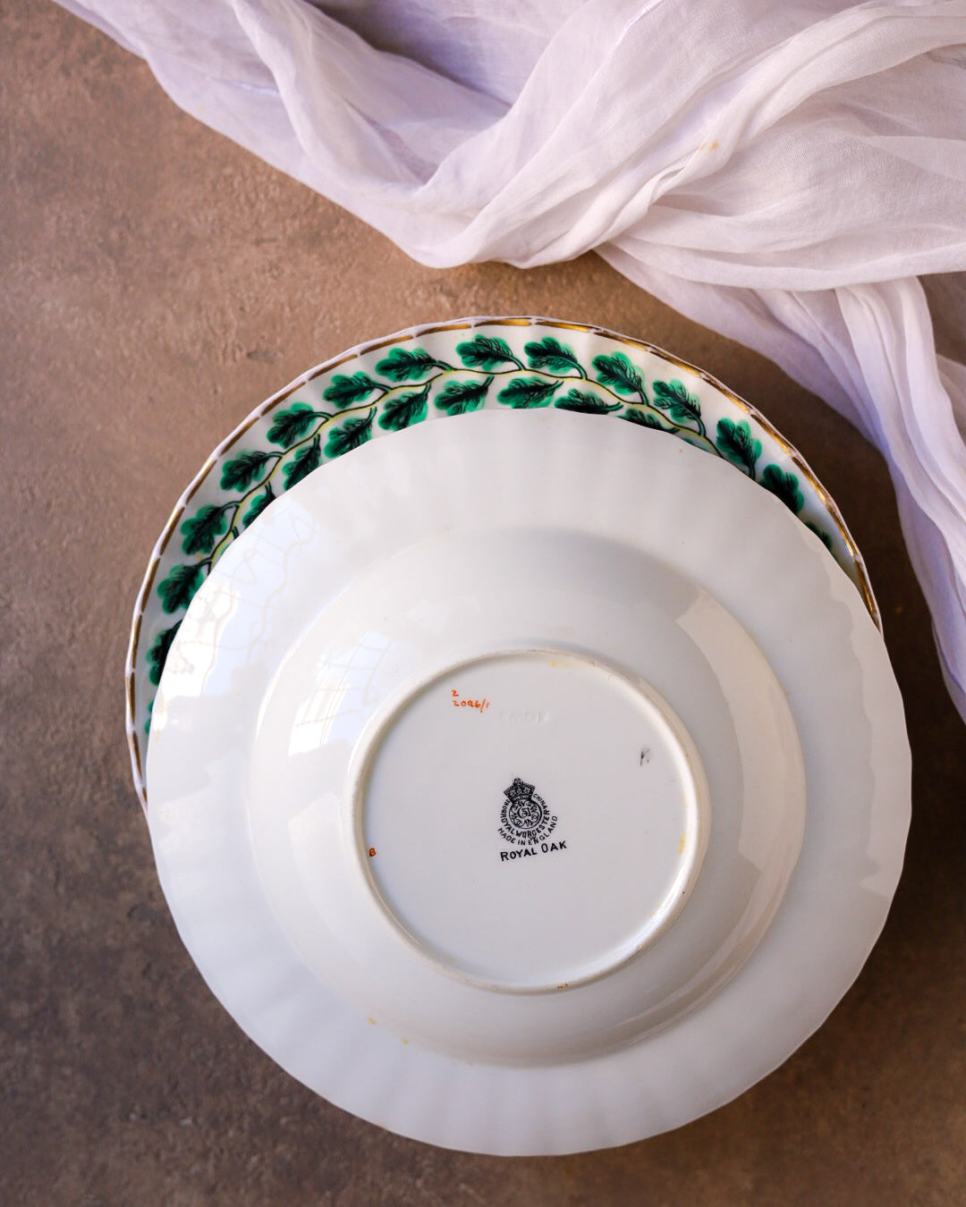 5 piatti fondi royal wordcester con foglie ripassati a mano